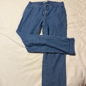 Taylor Stitch Striped Bleached Indigo Herringbone Straight Leg Pants 32